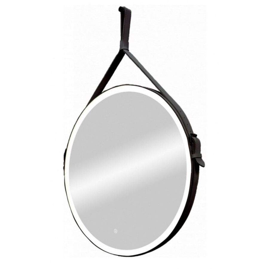 Зеркало Art&Max Milan 100 см с подсветкой, на ремне из черной кожи, AM-Mil-1000-DS-F-Nero