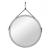 Зеркало Art&Max Milan 100 см с подсветкой, на ремне из черной кожи, AM-Mil-1000-DS-F-Nero