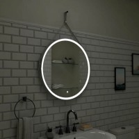 Зеркало Art&Max Milan AM-Mil-650-DS-F 65 см с подсветкой, на ремне из белой кожи