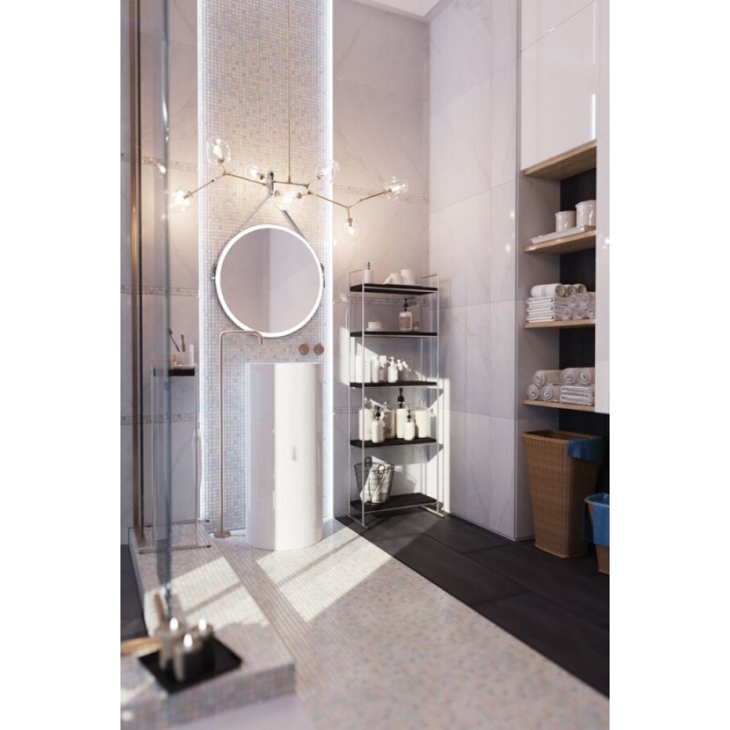 Зеркало Art&Max Milan AM-Mil-800-DS-F 80 x 80 см с подсветкой, на ремне из белой кожи