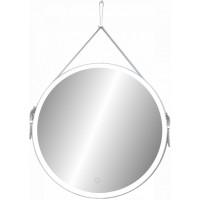 Зеркало Art&Max Milan AM-Mil-800-DS-F 80 x 80 см с подсветкой, на ремне из белой кожи