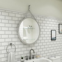 Зеркало Art&Max Milan AM-Mil-800-DS-F 80 x 80 см с подсветкой, на ремне из белой кожи