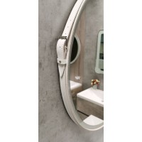 Зеркало Art&Max Milan AM-Mil-800-DS-F 80 x 80 см с подсветкой, на ремне из белой кожи