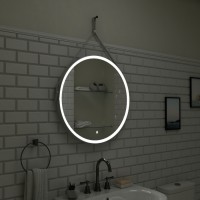 Зеркало Art&Max Milan AM-Mil-800-DS-F 80 x 80 см с подсветкой, на ремне из белой кожи