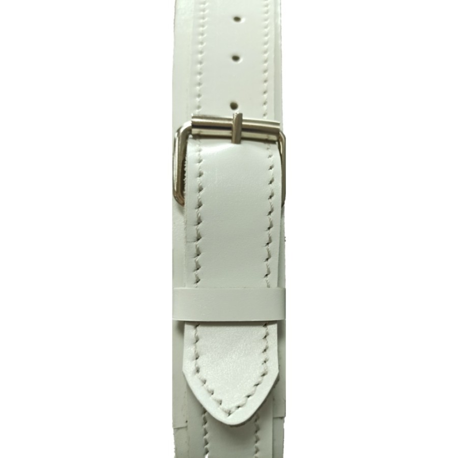 Зеркало Art&Max Milan AM-Mil-800-DS-F 80 x 80 см с подсветкой, на ремне из белой кожи