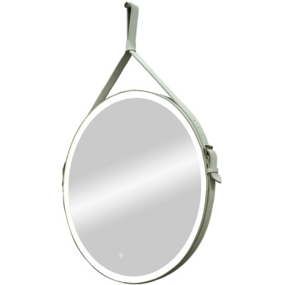 Зеркало Art&Max Milan AM-Mil-800-DS-F 80 x 80 см с подсветкой, на ремне из белой кожи