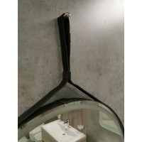 Зеркало Art&Max Milan AM-Mil-800-DS-F-Nero 80 x 80 см с подсветкой, на ремне из черной кожи