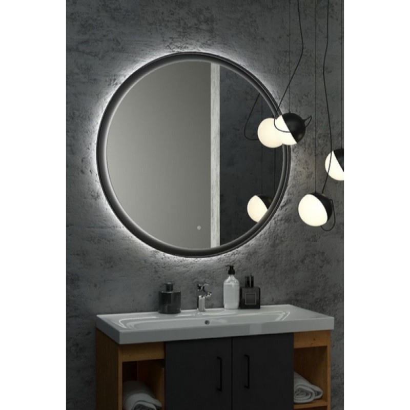 Зеркало Art&Max Napoli AM-Nap-1000-DS-F, 100 см, LED-подсветка, датчик движения, бесконтактный сенсор, цвет черный матовый