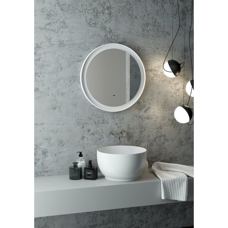 Зеркало Art&Max Napoli AM-Nap-600-DS-F-White, 60 см, LED-подсветка, датчик движения, бесконтактный сенсор, цвет белый матовый