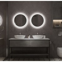 Зеркало Art&Max Napoli AM-Nap-600-DS-F-White, 60 см, LED-подсветка, датчик движения, бесконтактный сенсор, цвет белый матовый