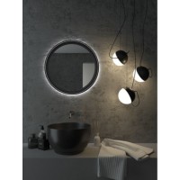 Зеркало Art&Max Napoli AM-Nap-800-DS-F, 80 см, LED-подсветка, датчик движения, бесконтактный сенсор, цвет черный матовый