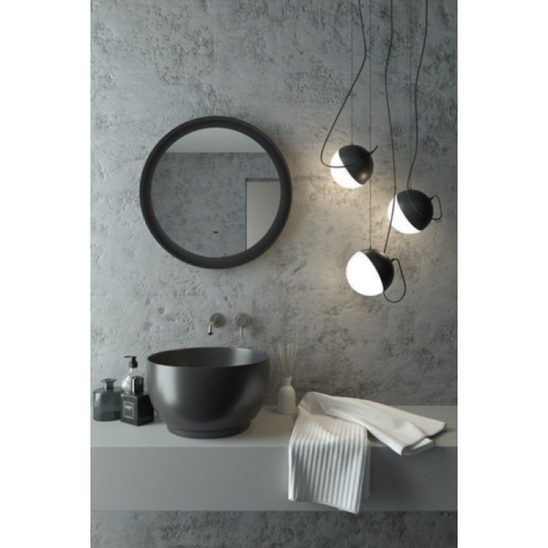 Зеркало Art&Max Napoli AM-Nap-800-DS-F, 80 см, LED-подсветка, датчик движения, бесконтактный сенсор, цвет черный матовый