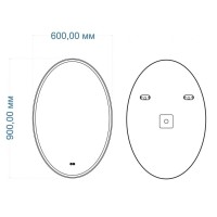 Зеркало Art&Max Palermo, AM-Pal-600-900-DS-F-H, 60 см, LED подсветка, сенсорный выключатель, диммер, антизапотевание, цвет белый