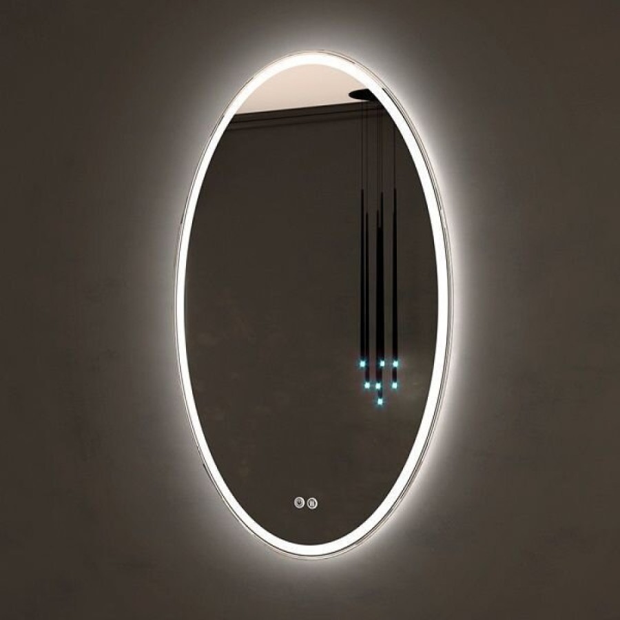 Зеркало Art&Max Palermo, AM-Pal-600-900-DS-F-H, 60 см, LED подсветка, сенсорный выключатель, диммер, антизапотевание, цвет белый