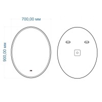 Зеркало Art&Max Firenze, AM-Pal-700-900-DS-F-H, 70 см, LED подсветка, сенсорный выключатель, диммер, антизапотевание, цвет белый