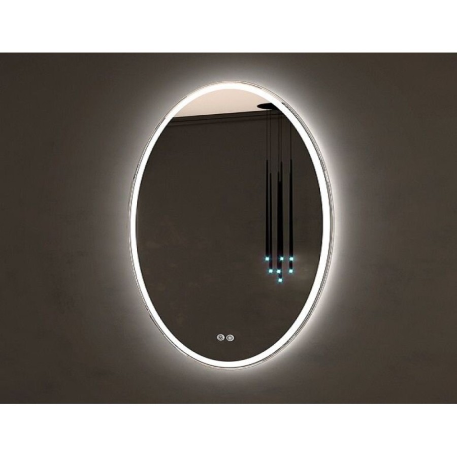 Зеркало Art&Max Firenze, AM-Pal-700-900-DS-F-H, 70 см, LED подсветка, сенсорный выключатель, диммер, антизапотевание, цвет белый