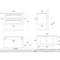 Тумба под раковину Art&Max Platino AM-Platino-1000-2C-SO-BM-Cer, 100 см, подвесная, цвет белый матовый