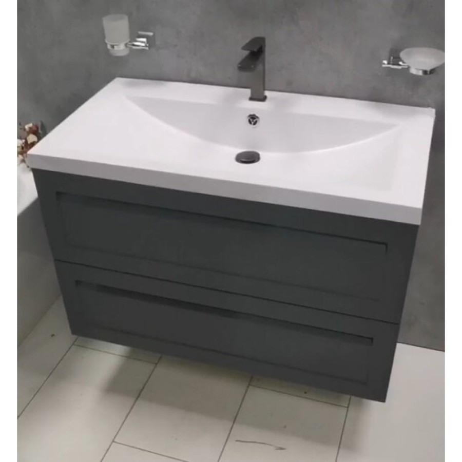 Тумба под раковину Art&Max AM-Platino-1000-2C-SO-GM, 100 x 49 x 55 см подвесная, серый матовый