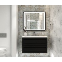 Тумба под раковину Art&Max Platino AM-Platino-1000-2C-SO-NM-Cer, 100 см, подвесная, цвет черный матовый