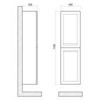 Шкаф-пенал подвесной Art&Max Platino, AM-Platino-1500-2A-SO-BM, 40 x 150 х 30 см, с двумя распашными дверцами, белый матовый