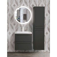 Шкаф-пенал подвесной Art&Max AM-Platino-1500-2A-SO-GM, 40 см, 2 распашные дверцы, черный матовый