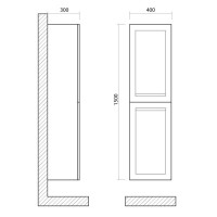 Пенал Art&Max Platino 40 см подвесной, черный матовый, AM-Platino-1500-2A-SO-NM