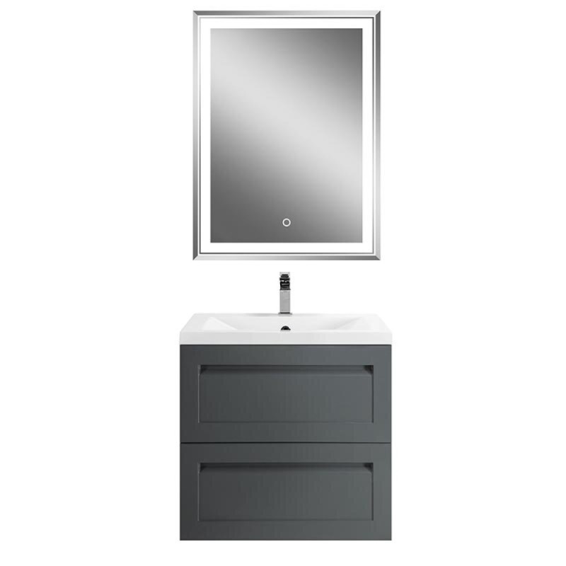 Тумба под раковину Art&Max AM-Platino-580-2C-SO-GM, 58 см подвесная, серый матовый