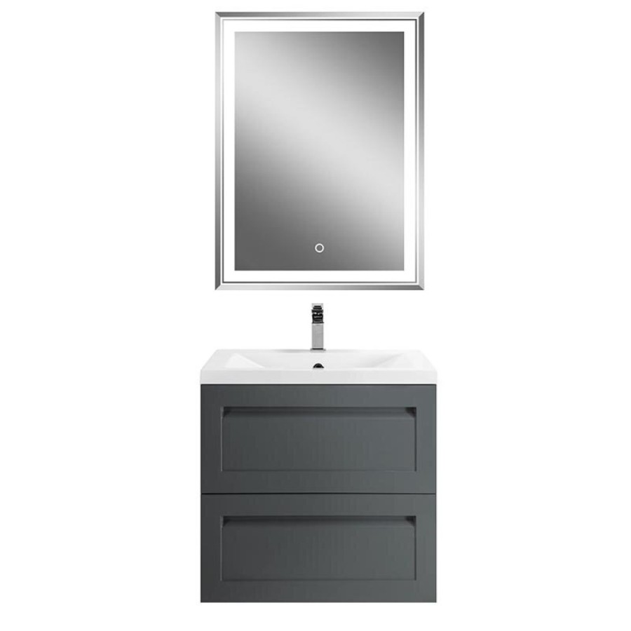 Тумба под раковину Art&Max AM-Platino-580-2C-SO-GM, 58 см подвесная, серый матовый