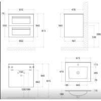 Тумба под раковину Art&Max Platino AM-Platino-600-2C-SO-GM-Cer, 60 см, подвесная, цвет черный матовый