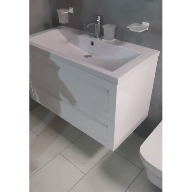 Тумба под раковину Art&Max AM-Platino-750-2C-SO-BL, 75 x 48 x 55 см подвесная, белый глянцевый