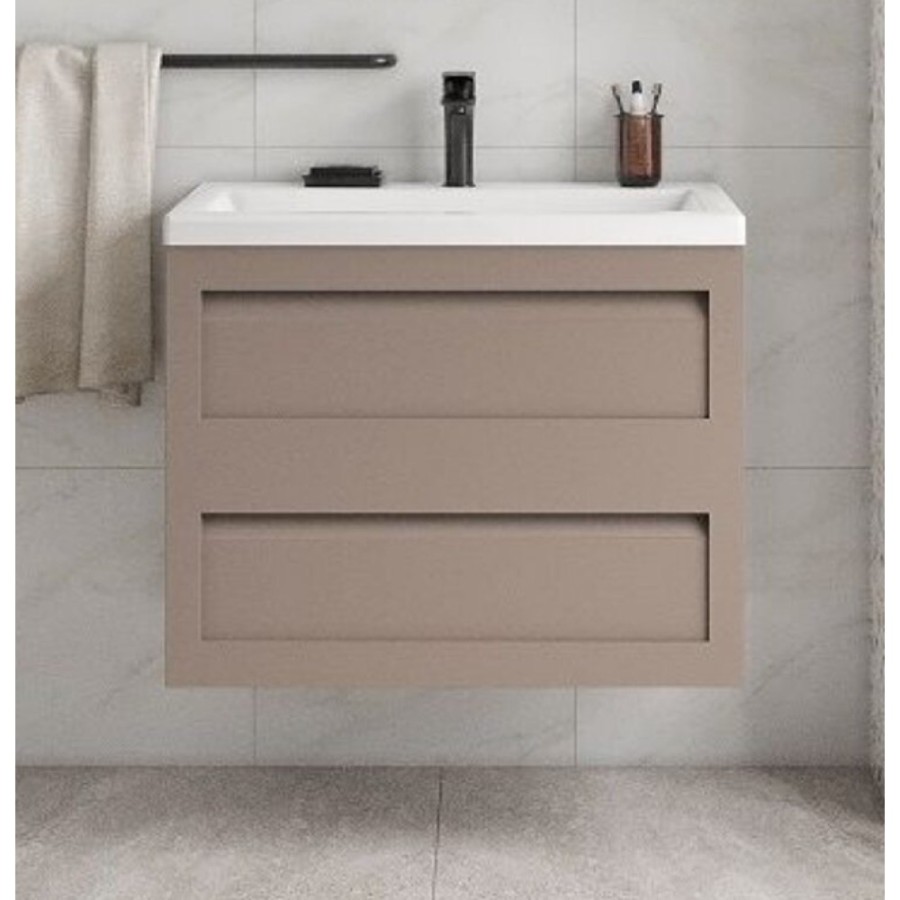 Тумба под раковину Art&Max Platino 75 см подвесная, бежевый матовый, AM-Platino-750-2C-SO-CM