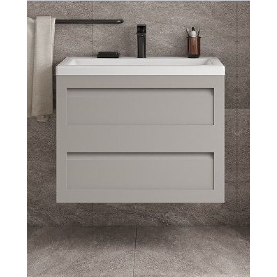 Тумба под раковину Art&Max Platino 75 см подвесная, светло-серый матовый, AM-Platino-750-2C-SO-GCM