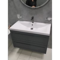Тумба под раковину Art&Max AM-Platino-750-2C-SO-GM, 75 x 48 x 55 см подвесная, серый матовый