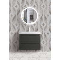 Тумба под раковину Art&Max Platino AM-Platino-800-2C-SO-GM-Cer, 80 см, подвесная, цвет черный матовый