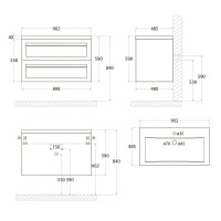 Тумба под раковину Art&Max Platino 90 см подвесная, бирюзовый матовый, AM-Platino-900-2C-SO-TM