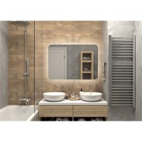Зеркало Art&Max Ravenna AM-Rav-1000-700-DS-F, 100 см, LED-подсветка, датчик движения, бесконтактный сенсор, цвет белый