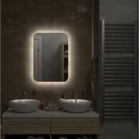 Зеркало Art&Max Ravenna AM-Rav-500-700-DS-F, 50 см, LED-подсветка, датчик движения, бесконтактный сенсор, цвет белый