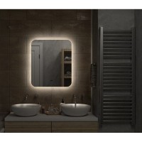 Зеркало Art&Max Ravenna AM-Rav-600-700-DS-F, 60 см, LED-подсветка, датчик движения, бесконтактный сенсор, цвет белый