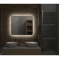 Зеркало Art&Max Ravenna AM-Rav-800-700-DS-F, 80 см, LED-подсветка, датчик движения, бесконтактный сенсор, цвет белый