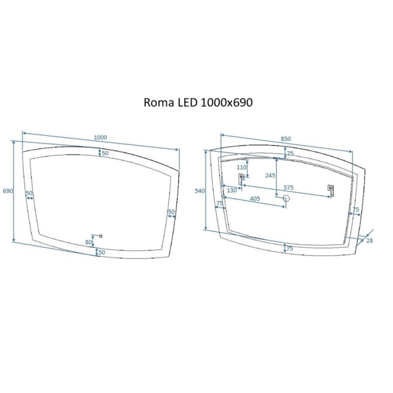 Зеркало Art&Max Roma, AM-Rom-1000-700-DS-F, 100 см, с подсветкой