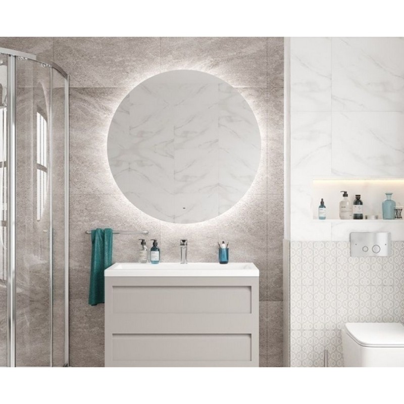Зеркало Art&Max Sanremo AM-San-1000-DS-F, 100 см, LED-подсветка, датчик движения, бесконтактный сенсор, цвет белый