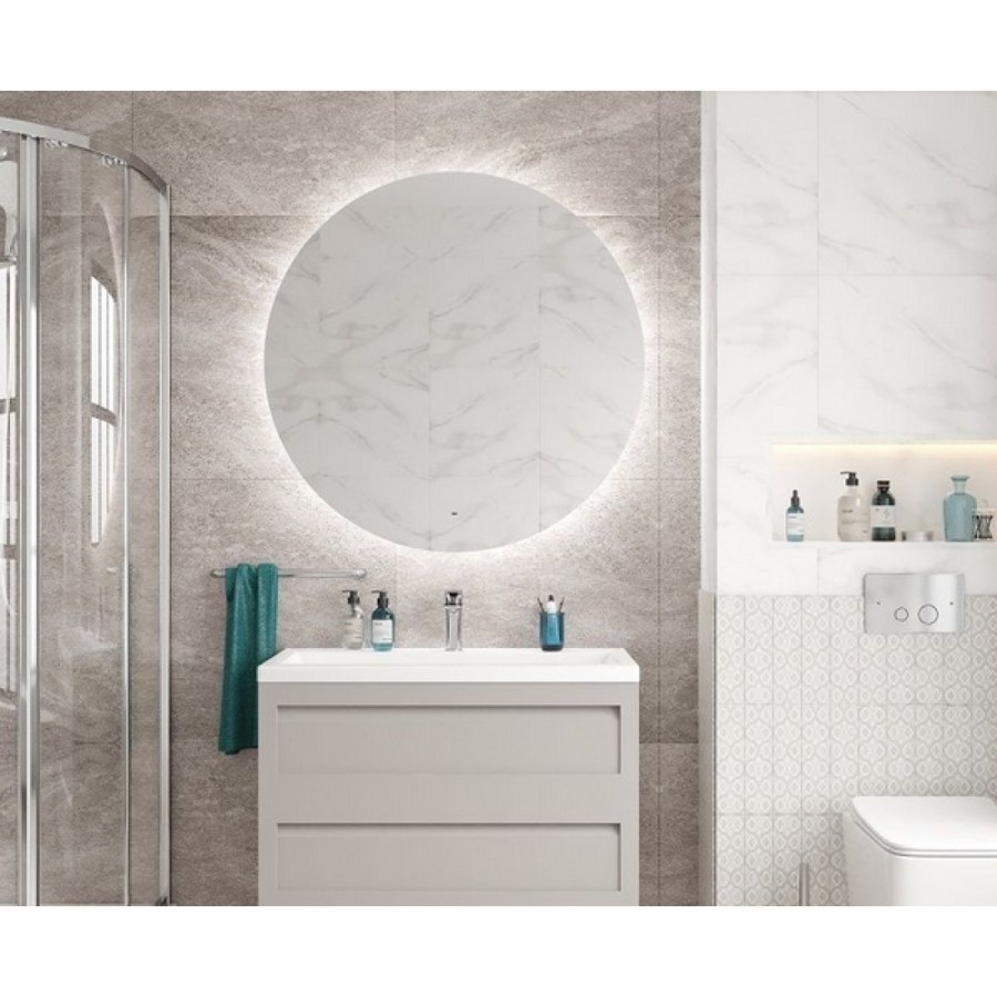 Зеркало Art&Max Sanremo AM-San-1000-DS-F, 100 см, LED-подсветка, датчик движения, бесконтактный сенсор, цвет белый