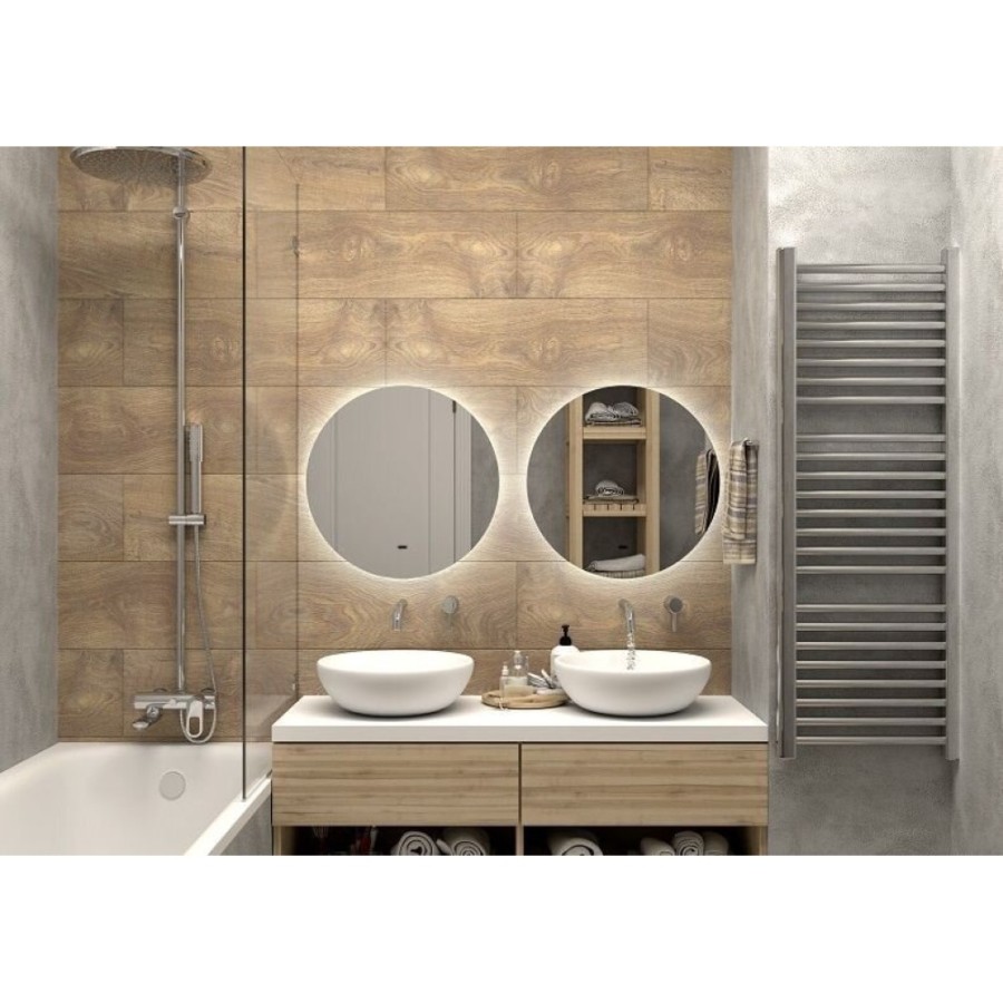 Зеркало Art&Max Sanremo AM-San-550-DS-F, 55 см, LED-подсветка, датчик движения, бесконтактный сенсор, цвет белый