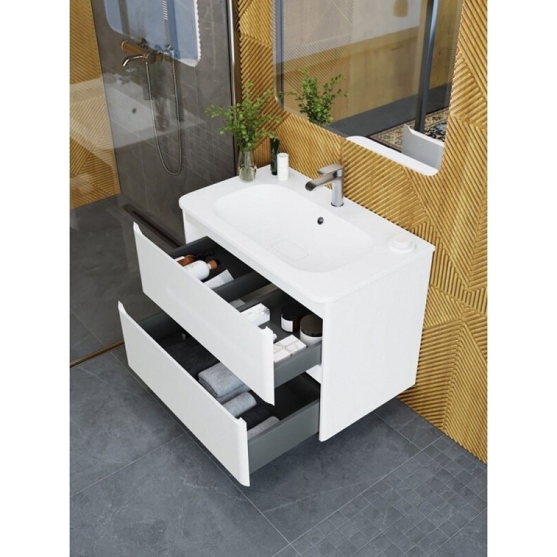 Тумба под раковину Art&Max AM-Sanremo-800-2C-SO-BL, 80 см подвесная, bianco lucido