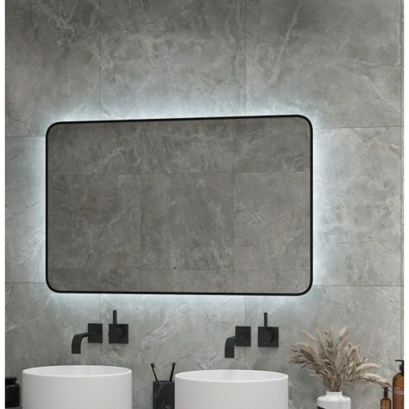 Зеркало Art&Max Siena, AM-Sie-1200-700-DS-F, 120 см, с LED-подсветкой, инфракрасный сенсор, датчик движения, диммер, цвет черный