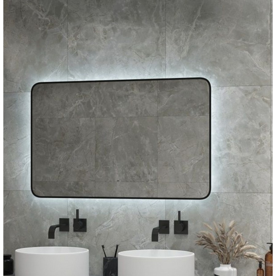 Зеркало Art&Max Siena, AM-Sie-1200-700-DS-F, 120 см, с LED-подсветкой, инфракрасный сенсор, датчик движения, диммер, цвет черный