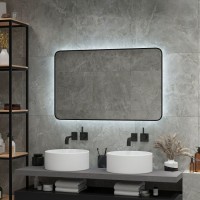 Зеркало Art&Max Siena, AM-Sie-1200-700-DS-F, 120 см, с LED-подсветкой, инфракрасный сенсор, датчик движения, диммер, цвет черный