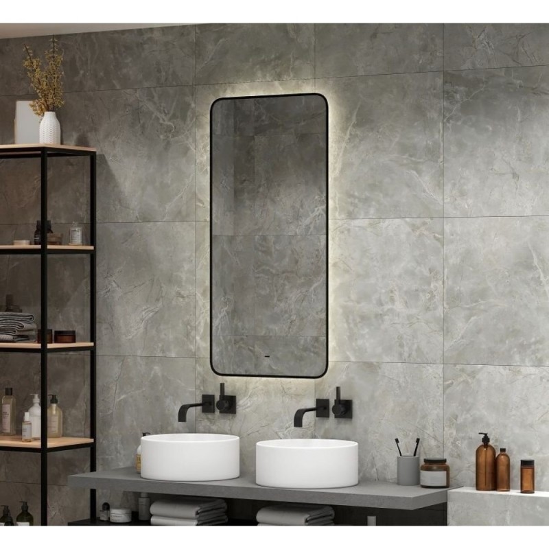 Зеркало Art&Max Siena, AM-Sie-600-1200-DS-F, 60 см, с LED-подсветкой, инфракрасный сенсор, датчик движения, диммер, цвет черный