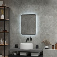 Зеркало Art&Max Siena, AM-Sie-600-700-DS-F, 60 см, с LED-подсветкой, инфракрасный сенсор, датчик движения, диммер, цвет черный