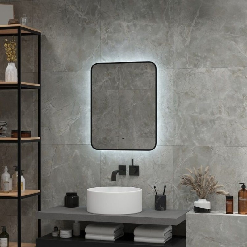 Зеркало Art&Max Siena, AM-Sie-600-700-DS-F, 60 см, с LED-подсветкой, инфракрасный сенсор, датчик движения, диммер, цвет черный